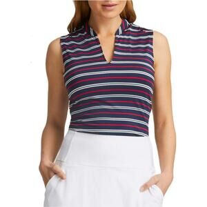 Puma Golf Volition USA Sleeveless Polo Size S Patriotic Striped Performance Top